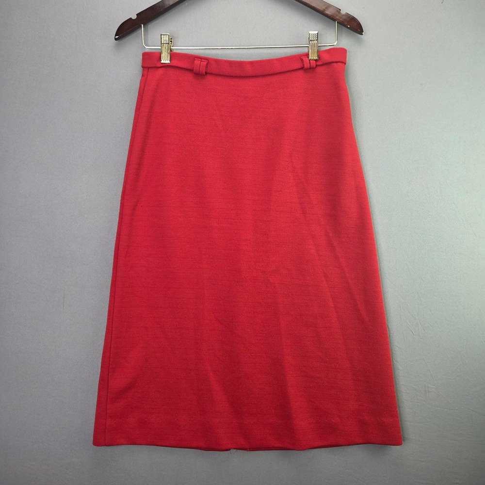 Koret of California Vintage Midi Skirt 10 Red A-Line Acrylic Blend Made in USA